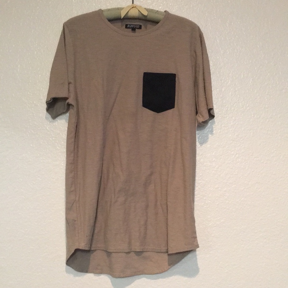 Large Tan Elwood Curved Hem T-Shirt